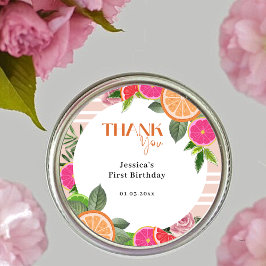 Wasserfarben Tropenzitronen Vielen Dank für Ihr In Runder Aufkleber