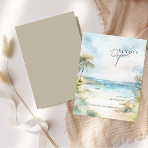 Wasserfarben Tropical Beach Palm Trees Wedding RSVP Karte
