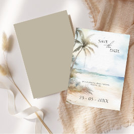 Wasserfarben Tropical Beach Palm Trees Wedding Save The Date