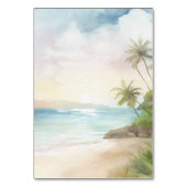 Wasserfarben Tropical Beach Palm Trees Wedding Tischnummer (Rückseite)