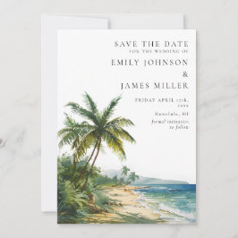 Wasserfarben Tropical Palm Beach Foto Hochzeit Save The Date