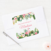 Wasserfarben Tropisch rosa Flamingo Buchzeichen La Quadratischer Aufkleber (Umschlag)