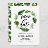 Wasserfarben Tropische Blätter Kranz Save the Date (Vorne/Hinten)
