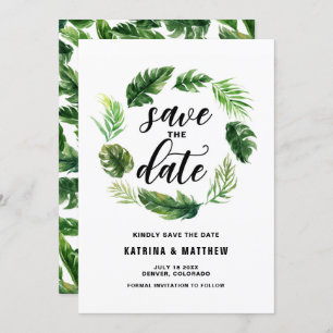 Wasserfarben Tropische Blätter Kranz Save the Date