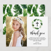 Wasserfarben Tropische Blätter Wreath Erste Kommun Dankeskarte (Vorne/Hinten)