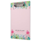 Wasserfarben Tropische Blume und rosa Flamingos Klemmbrett (Links)