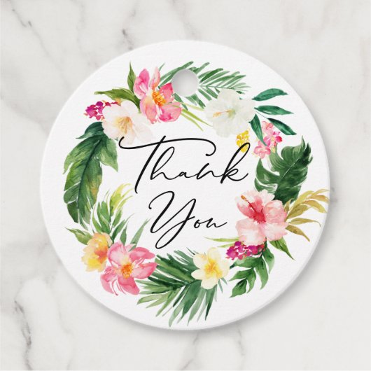 Wasserfarben Tropische Blumenkleider Kinderdusche Geschenkanhänger (Vorderseite)