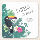 Wasserfarben-tropische Gefallen an der Liebe Aquam Rechteckiger Pappuntersetzer (Vorderseite)