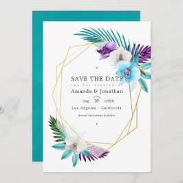 Wasserfarben tropische Orchideen Geometrische Hoch Save The Date