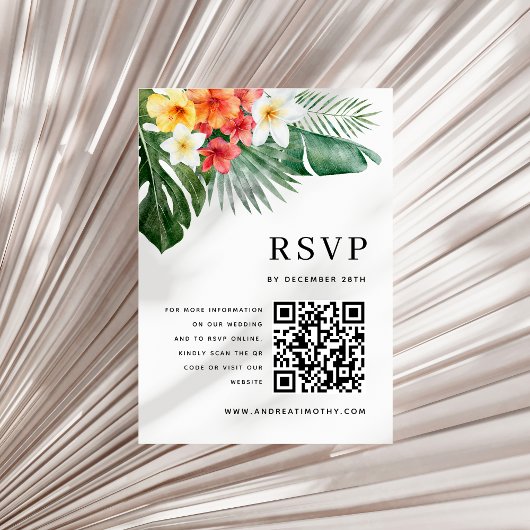 Wasserfarben Tropische Sommergrünen Hochzeit RSVP Karte