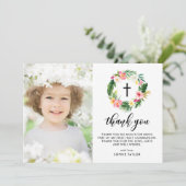 Wasserfarben Tropischer Blumenreath Erste Kommune Dankeskarte (Stehend Vorderseite)