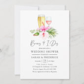 Wasserfarben tropischer Flora Strand braut, bevor  Einladung (Vorderseite)