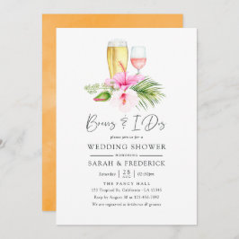 Wasserfarben tropischer Flora Strand braut, bevor  Einladung