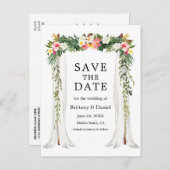 Wasserfarben-tropisches Foto Hochzeitskanopie Ankündigungspostkarte (Vorne/Hinten)