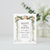 Wasserfarben-tropisches Foto Hochzeitskanopie Ankündigungspostkarte (Stehend Vorderseite)