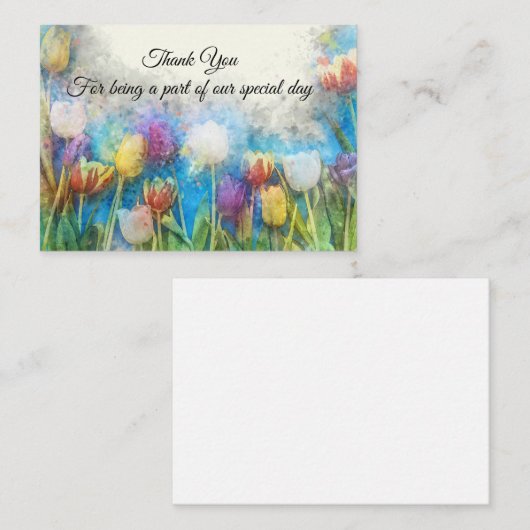 Wasserfarben-Tulips Danke, Karten (Vorne/Hinten)