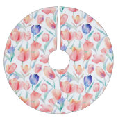 Wasserfarben-Tulips-Muster Baumrock Polyester Weihnachtsbaumdecke (Vorderseite)