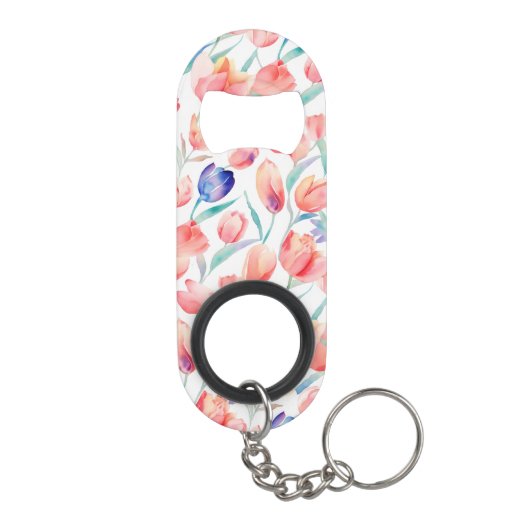 Wasserfarben Tulips Muster Flaschenöffner (Rückseite)