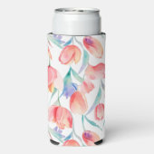 Wasserfarben Tulips Muster schlanker kann kühler Selters Dosenkühler (Seltzer Rückseite)