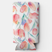 Wasserfarben Tulips Muster schlanker kann kühler Selters Dosenkühler (Rückseite)