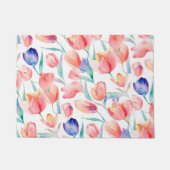 Wasserfarben-Tulips-Muster Türmatte (Vorderseite)