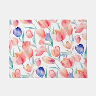 Wasserfarben-Tulips-Muster Türmatte