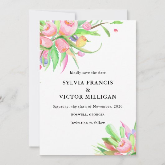 Wasserfarben Tulissen Save the Date (Vorderseite)