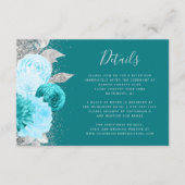 Wasserfarben Türkis-Türkis-Silber Hochzeitsdetails Begleitkarte (Vorderseite)