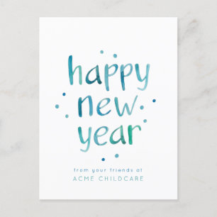 Wasserfarben-Typografie glücklich Neues Jahr Postkarte