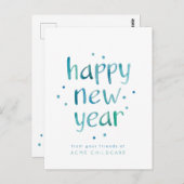 Wasserfarben-Typografie glücklich Neues Jahr Postkarte (Vorne/Hinten)