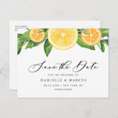 Wasserfarben und Orangen Save the Date Ankündigungspostkarte (Vorne/Hinten)