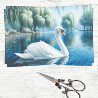 Wasserfarben und Weißschwan Seidenpapier
