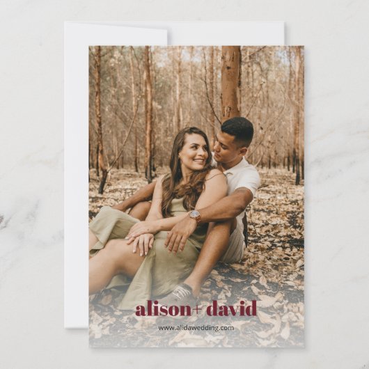 Wasserfarben und Zweig Japandi Foto Save The Date (Rückseite)