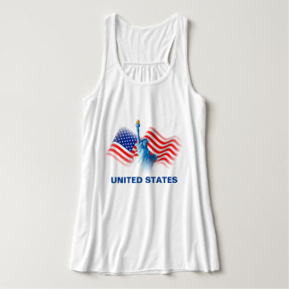 Wasserfarben, United Staaten Flag mit Lady Liberty Tank Top