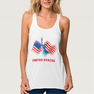 Wasserfarben, United Staaten Flag mit Lady Liberty Tank Top