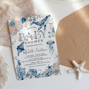 Wasserfarben Unter dem Meer Baby Shower Einladung