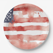 Wasserfarben-US-Flagge-Design Pappteller (Vorderseite)