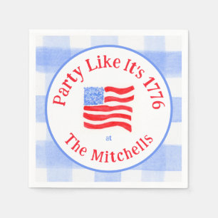 Wasserfarben-USA-Flaggen-Party 1776 Rot Weiß Blau Serviette