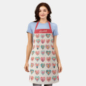 Wasserfarben-Valentinstag-Herzen-Muster-Kochen Schürze (Getragen)