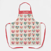 Wasserfarben-Valentinstag-Herzen-Muster-Kochen Schürze (Vorderseite)