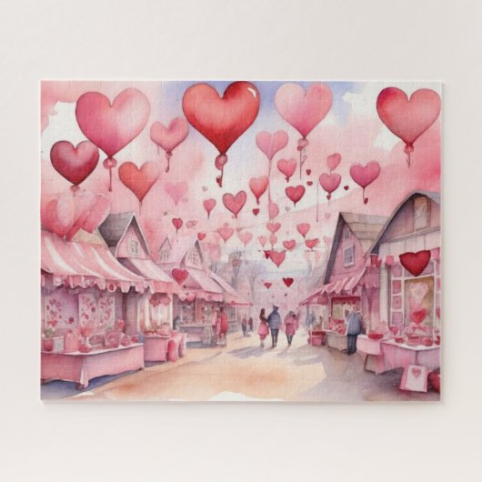 Wasserfarben-Valentinstag-Messe Puzzle (Horizontal)