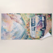 Wasserfarben-Van mit Geschenk für das benutzerdefi Strandtuch (Vorderseite)