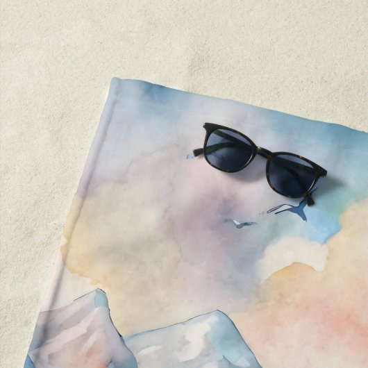 Wasserfarben-Van mit Geschenk für das benutzerdefi Strandtuch (Beispiel)