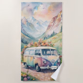 Wasserfarben-Van mit Geschenk für das benutzerdefi Strandtuch (Vorderseite)