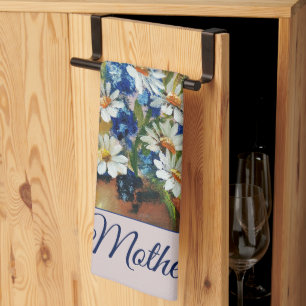 Wasserfarben-Vase mit Gänseblümchen personalisierb Geschirrtuch