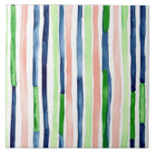 Wasserfarben Vertikaler Streifen Grüne blaue Koral Fliese (Vorderseite)