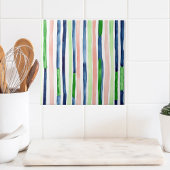 Wasserfarben Vertikaler Streifen Grüne blaue Koral Fliese