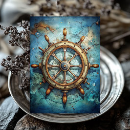 Wasserfarben-Vintag-Schiffskruder Seidenpapier