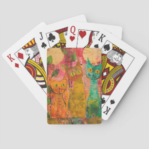 Wasserfarben Vintage Abstrakte Katze (2) Spielkarten