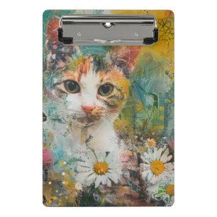 Wasserfarben Vintage Abstrakte Katze (3) Mini Klemmbrett